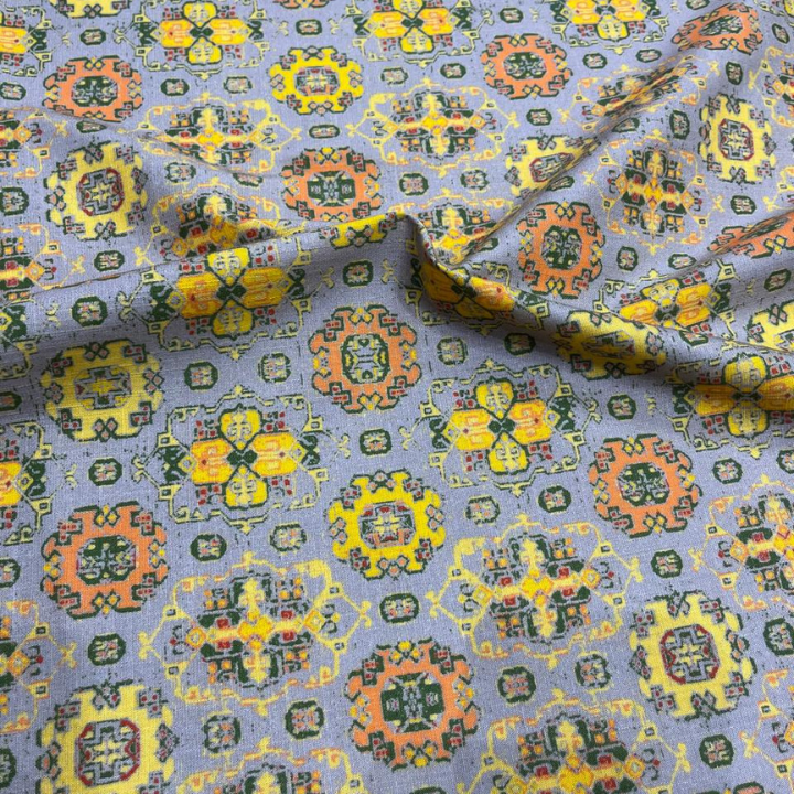 Printed Linen Lycra Fabric Breathable Big Width