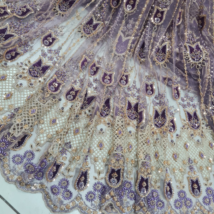 Premium Heavy Cutdana & Sequin Embroidered Net Fabric Big Width