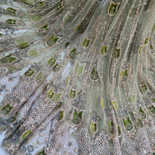 Premium Heavy Cutdana & Sequin Embroidered Net Fabric Big Width