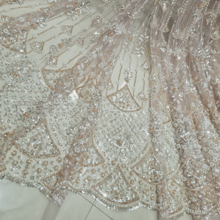 Heavy Beaded Embroidery Net Fabric Cutdana Work Big Width