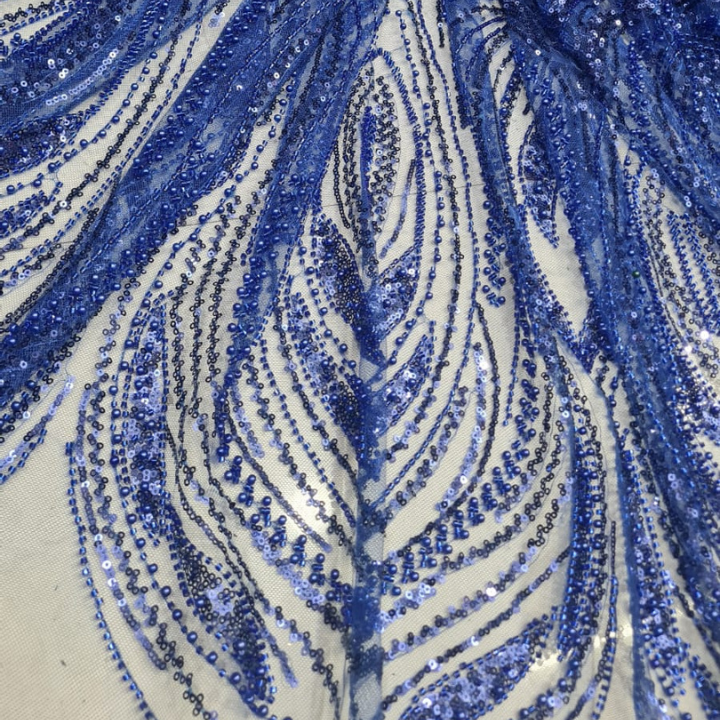 Luxury Hand-Embellished Embroidery Net Fabric with Cutdana & Sequins