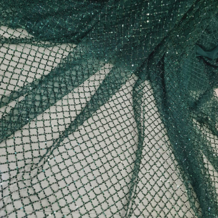 Premium Cutdana Hand Embellished Net Fabric