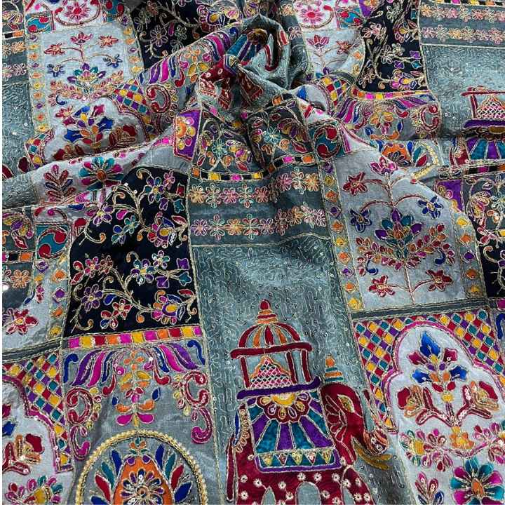 Crepe Position Embroidery