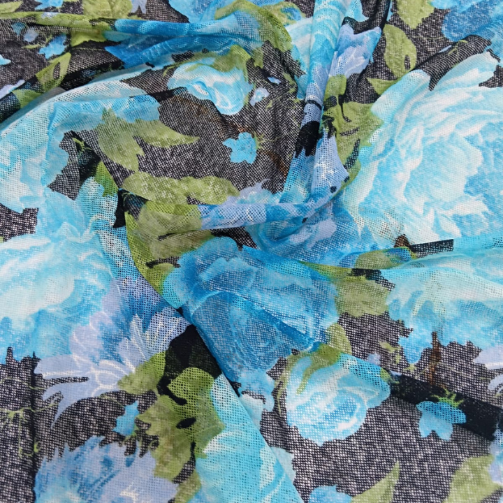 Premium Floral Power Net Print Fabric Big Width