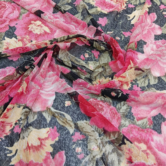 Premium Floral Power Net Print Fabric Big Width