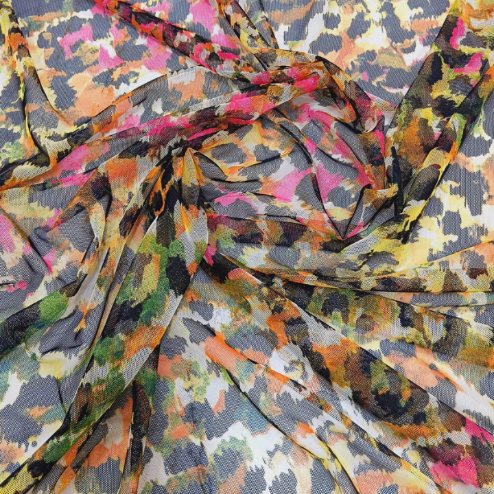 Premium Power Net Multi-Abstract Print Fabric High Stretch Big Width