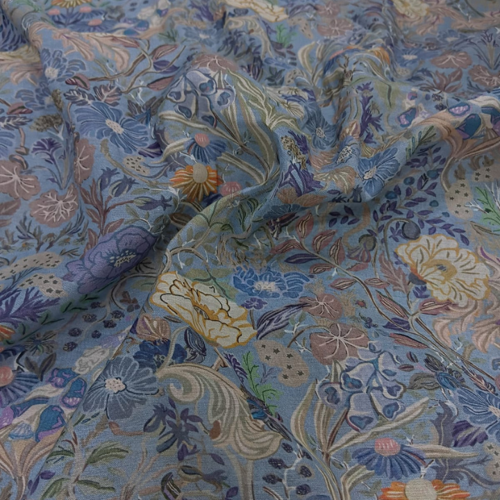 Pure Mal Prints Premium Fabric 44 Inch Width Multi-Design Floral & Traditional Printed Mul Material for Garments