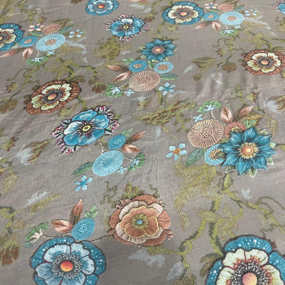 Premium 44 Pure Mal Botanical Floral Print Fabric Lightweight Versatile Dress & Garment Material
