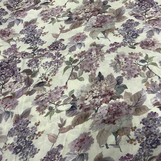 Premium 44 Pure Mal Botanical Floral Print Fabric Lightweight Versatile Dress & Garment Material