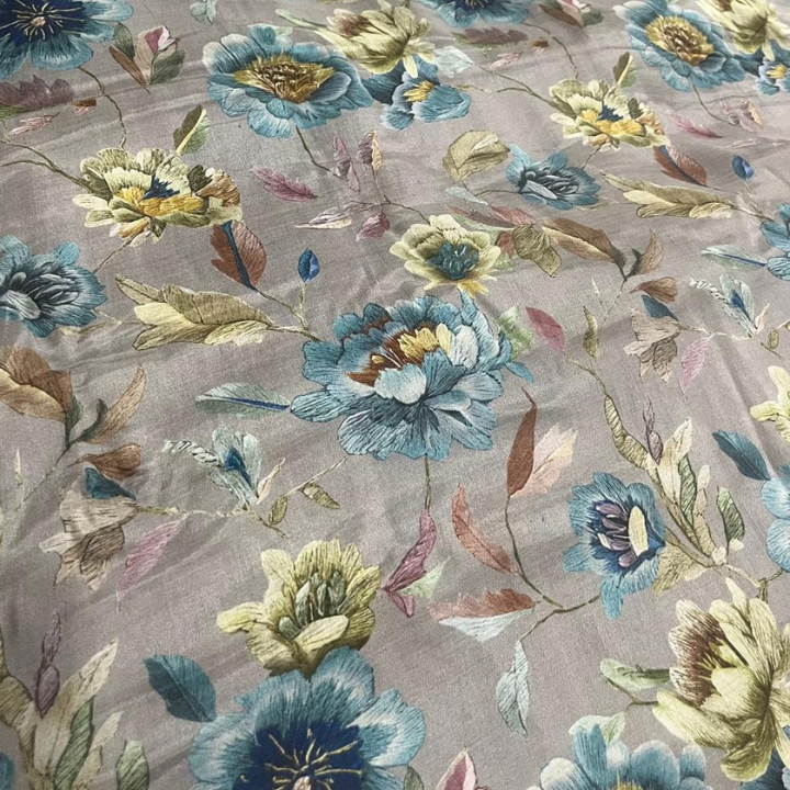 Premium 44 Pure Mal Botanical Floral Print Fabric Lightweight Versatile Dress & Garment Material