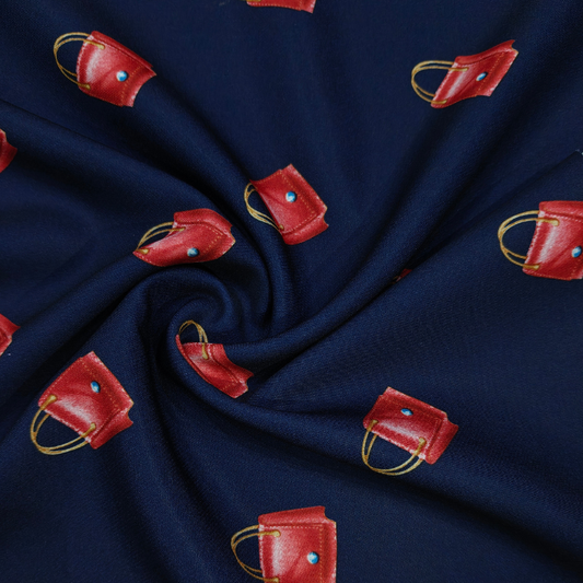 Whimsical Handbag Motif Designer Banana Fabric