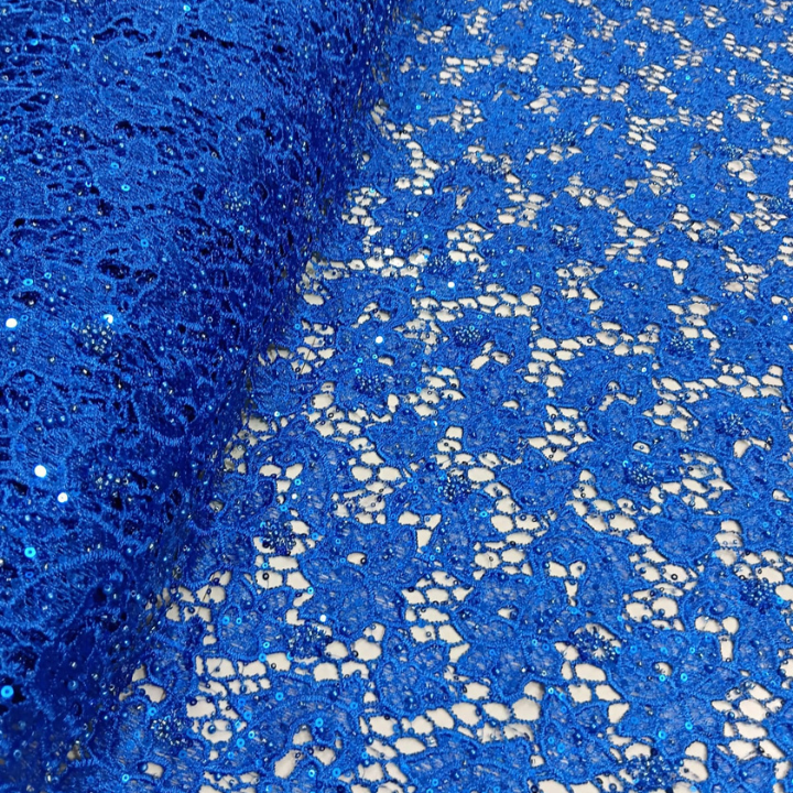 Premium Sequins & Cutdana Hand Embellished Floral Croatia Lace Fabric 50  Width