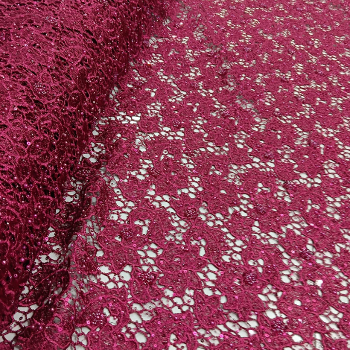 Premium Sequins & Cutdana Hand Embellished Floral Croatia Lace Fabric 50  Width
