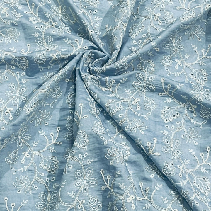 Tencel Embroidery Big Width Floral Vine Fabric
