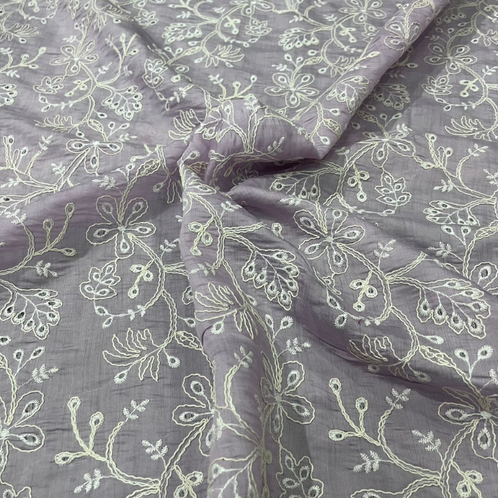Tencel Embroidery Big Width Floral Vine Fabric
