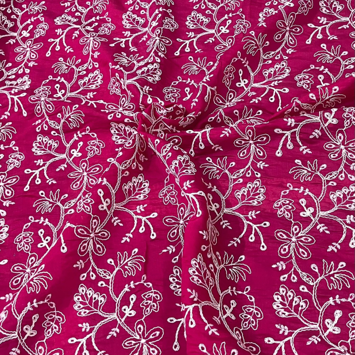 Tencel Embroidery Big Width Floral Vine Fabric