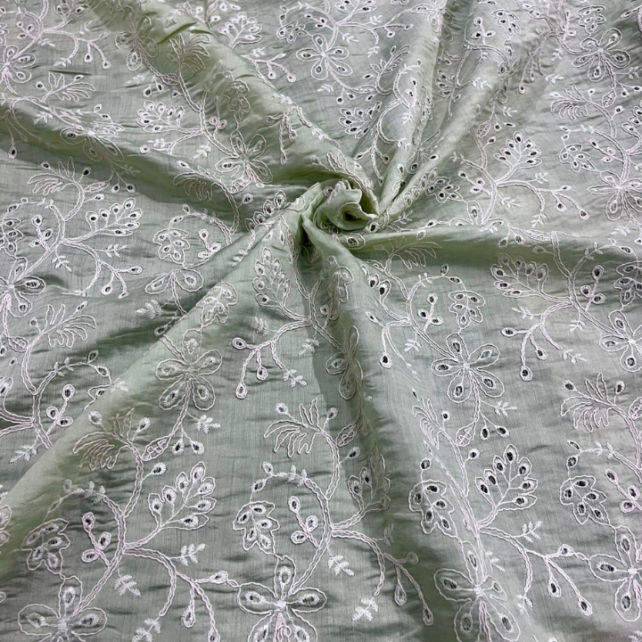 Tencel Embroidery Big Width Floral Vine Fabric