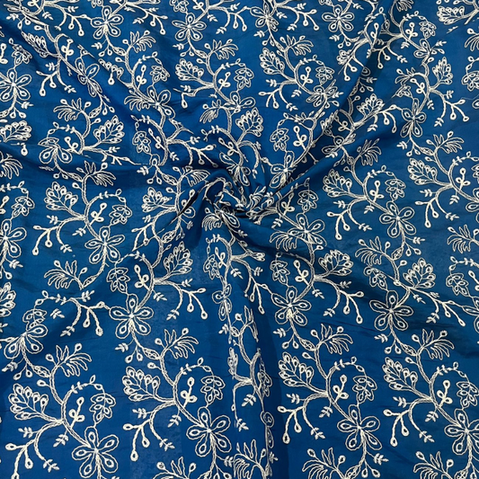 Tencel Embroidery Big Width Floral Vine Fabric