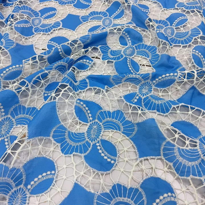 Cutwork Crepe Fabric Designer Floral Laser Cut Embroidery Big Width